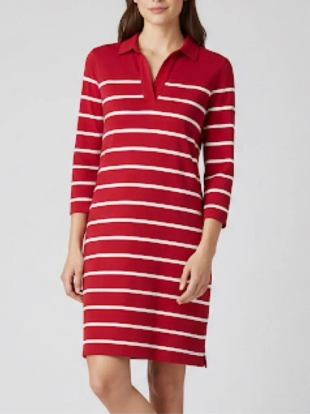 Vineyard Vines Red White Stripe Collared Dress XL Pima Cotton Modal Stretch